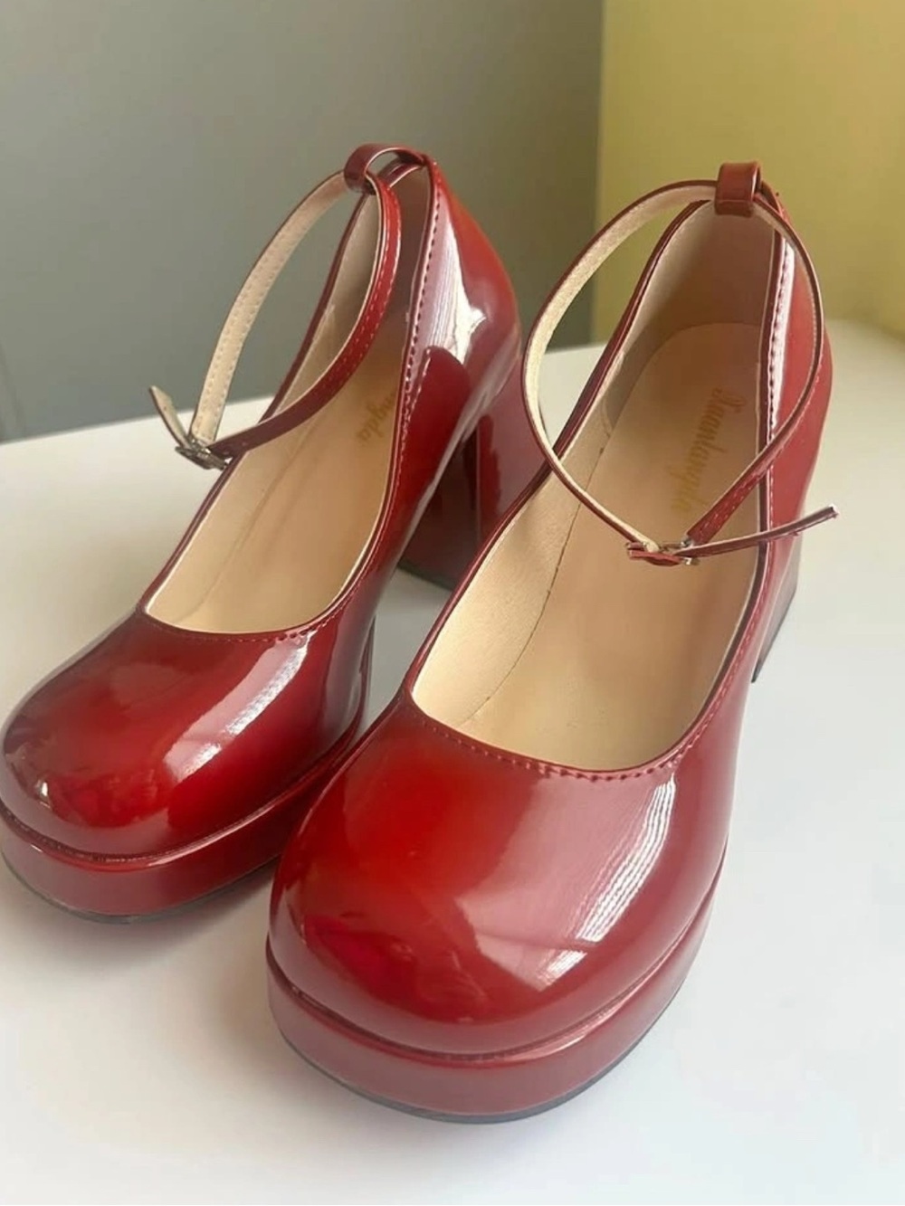 NEW Marry Jane Style leather Platform Strap Shoes Women’s Size 38
